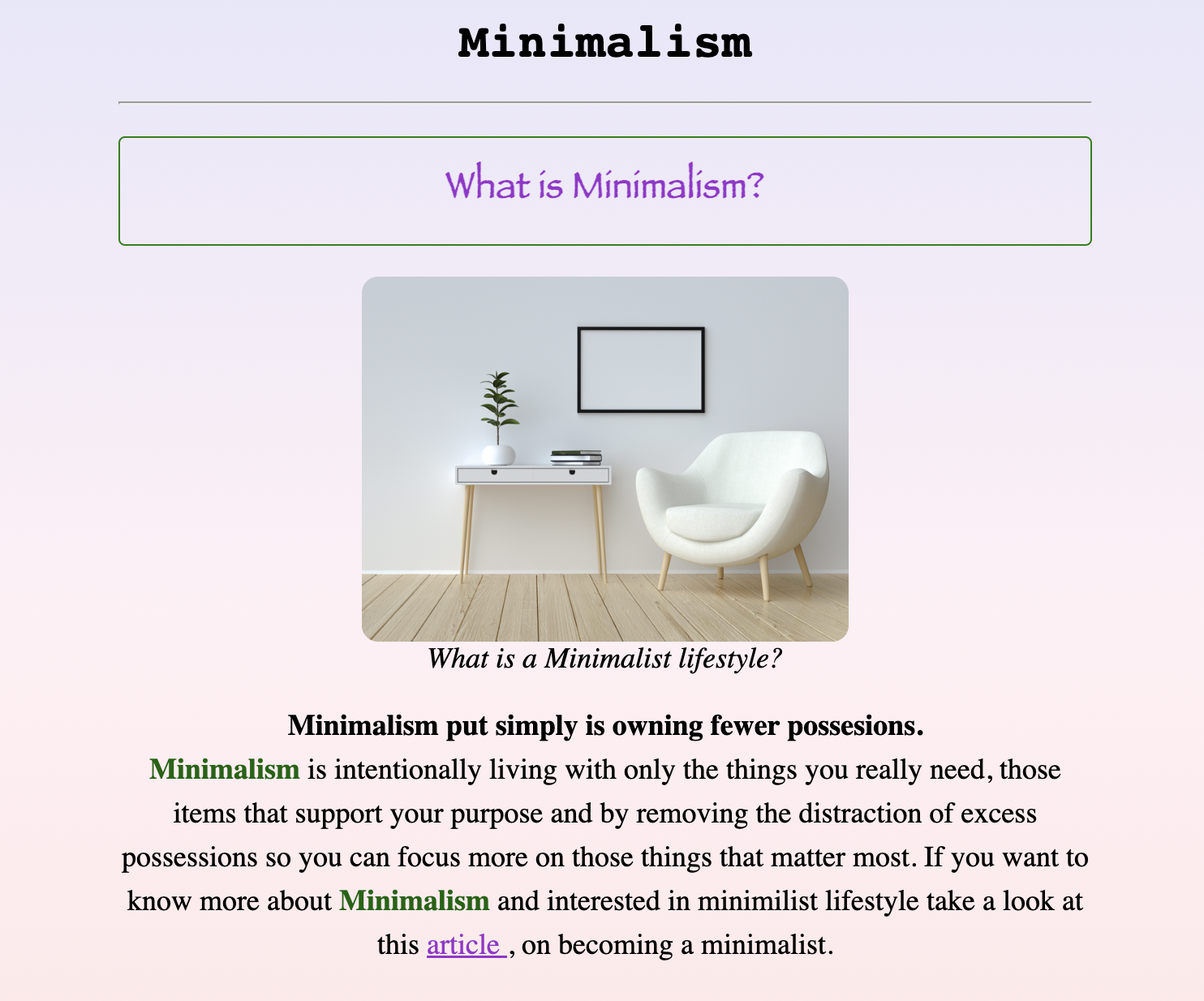  Minimalism project preview